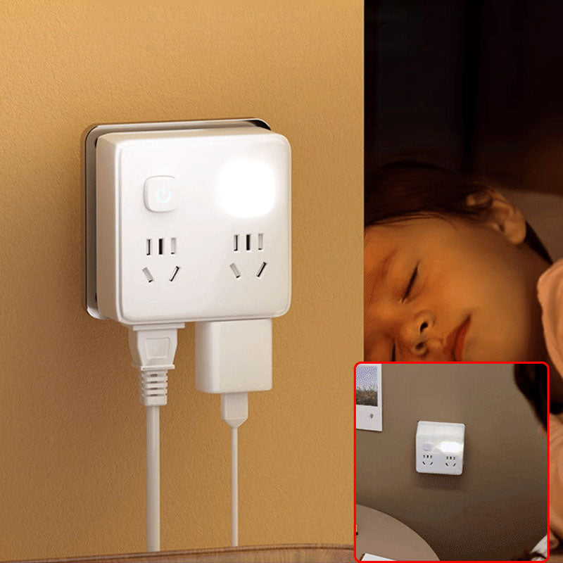 2 Pack Multi-Function Socket Converter with Night Light