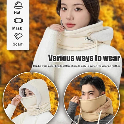 Plush-lined Thickened Thermal Hat with Face Mask for Men and Women